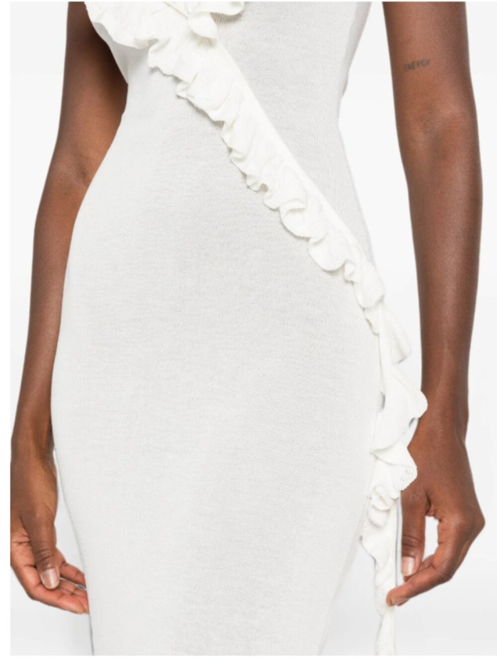White Ruffle-Trim Maxi Dress - Picture 8 of 8